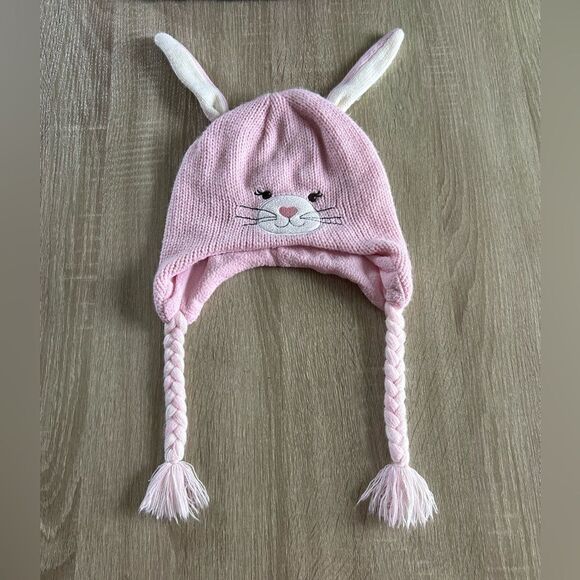 NWOT … Toddler “Pink Bunny With Ears” Knit Winter Hat for Kids - Picture 1 of 3